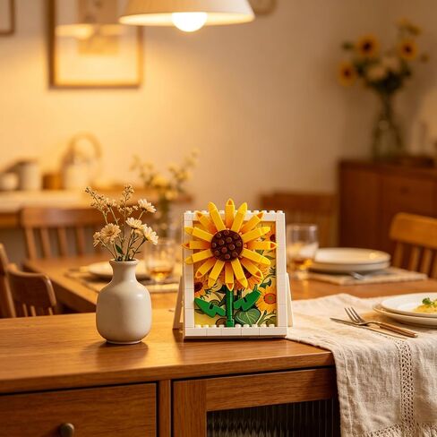 Framed Sunflower Hand-Assembled Figurine, Mini Flower Wall/Desk Decor, Sunflower Theme Collectible Statue for Home Office in Kuwait