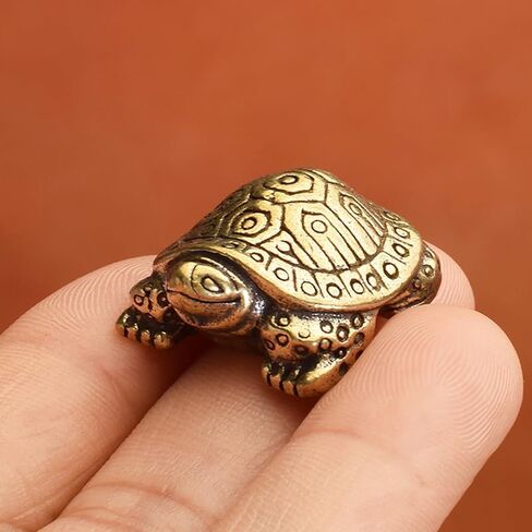 1Pc Brass Turtle Figurine Antique Bronze Tortoise Ornaments Longevity Marine Animal Sculpture for Home Office Desk Decor Accessories in Kuwait