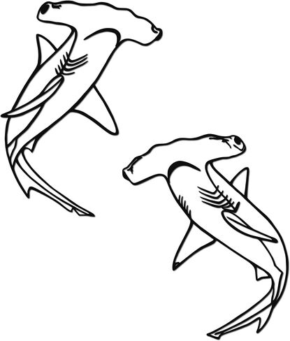 Slickss Hammerhead Shark Wall Decor, 2 Piece Set Metal Shark Wall Art - Minimalist Ocean Themed Bathroom Decor, Shark Lover Gift for Living Room, Pool & Beach House in Saudi Arabia