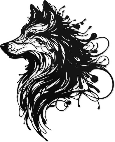 Hnatzu Wolf Wall Art – Metal Wolf Decor for Wall – Fierce Black Wolf Silhouette Art for Indoor & Outdoor Spaces in Saudi Arabia