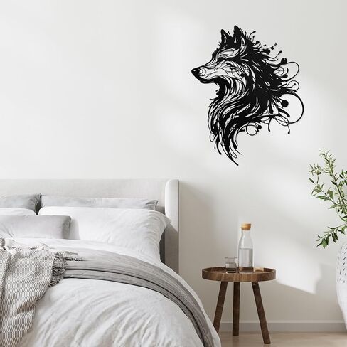 Hnatzu Wolf Wall Art – Metal Wolf Decor for Wall – Fierce Black Wolf Silhouette Art for Indoor & Outdoor Spaces in Saudi Arabia