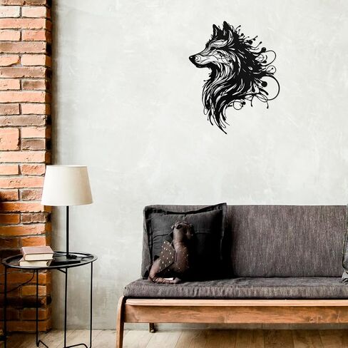 Hnatzu Wolf Wall Art – Metal Wolf Decor for Wall – Fierce Black Wolf Silhouette Art for Indoor & Outdoor Spaces in Saudi Arabia