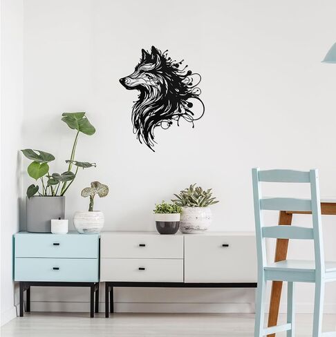 Hnatzu Wolf Wall Art – Metal Wolf Decor for Wall – Fierce Black Wolf Silhouette Art for Indoor & Outdoor Spaces in Saudi Arabia