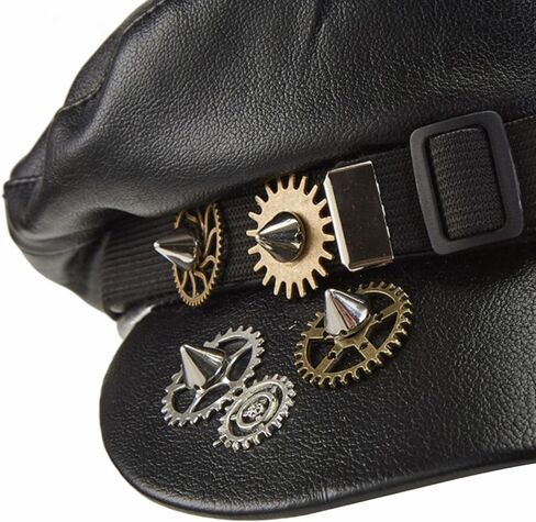 قبعة Steampunk مع نظارات قابلة للفصل - قبعة موزع الصحف من جلد البولي يوريثان للحفلات التنكرية والقوطية (56-58 سم / 22-22.8 بوصة) in Kuwait