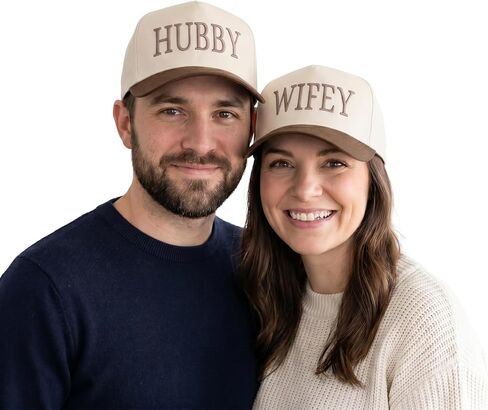 Custom Hubby and Wifey Embroidered Trucker Hats Couple Set – Engagement Gift, Honeymoon, Anniversary & Christmas in Saudi Arabia