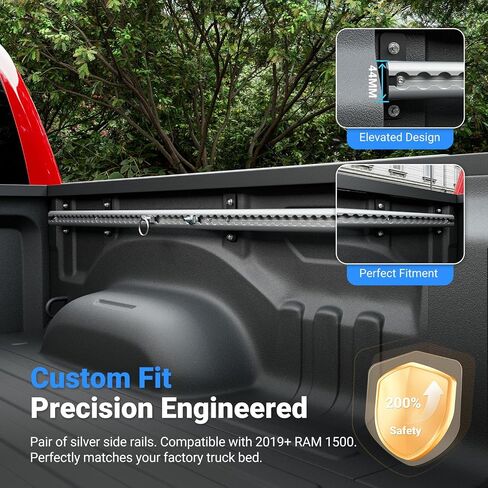 5.7FT Side Bed Rail Compatible with 2019-2025 Dodge Ram 1500 Tie Down Rail Trail Rail System Replacement for 2019-2025 Dodge Ram 1500 Accessories (Side Trail Rail) in Saudi Arabia