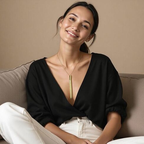Gold Necklaces for Women Long Pendant with Simple Chain, Rechargeable Necklace for Women Trendy Gold Plated Jewelry Gift for Her in Saudi Arabia