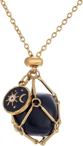 MIXJOY Black Obsidian Crystal Necklace for Women, Sun and Moon Celestial Pendant Protection Gift for Halloween Christmas in Saudi Arabia