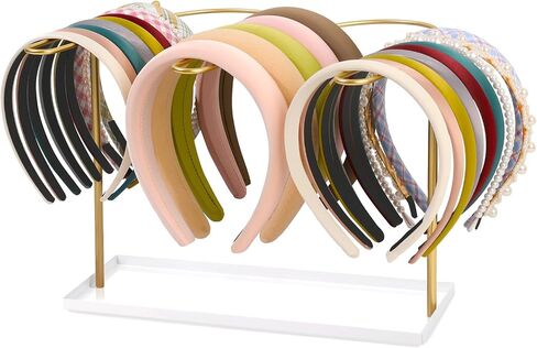 Headband Holder Organizer for Women, Metal Hair Accessories Display Stand Hairband Storage, Gold Hair Hoop Rack Bedroom College Dorm Decor for Girl in Saudi Arabia