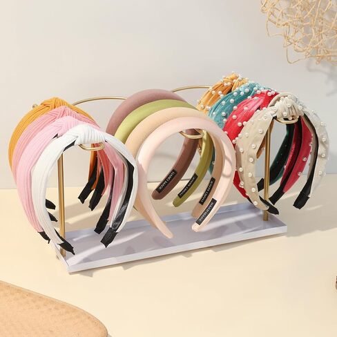 Headband Holder Organizer for Women, Metal Hair Accessories Display Stand Hairband Storage, Gold Hair Hoop Rack Bedroom College Dorm Decor for Girl in Saudi Arabia