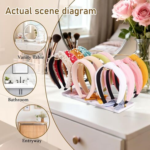 Headband Holder Organizer for Women, Metal Hair Accessories Display Stand Hairband Storage, Gold Hair Hoop Rack Bedroom College Dorm Decor for Girl in Saudi Arabia