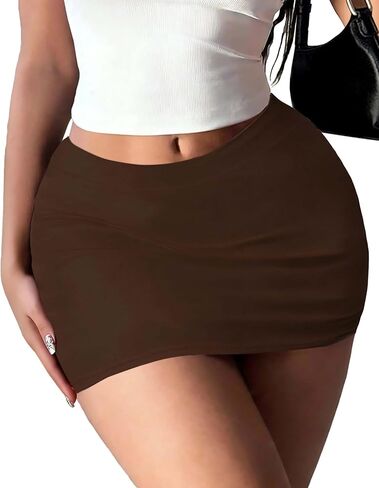 Women Mini Skirts with Shorts Stretchy Soft Tight Skorts Low Wasit Sexy Bodycon Dress Loungewear Black in Saudi Arabia