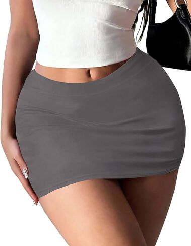 Women Mini Skirts with Shorts Stretchy Soft Tight Skorts Low Wasit Sexy Bodycon Dress Loungewear Black in Saudi Arabia