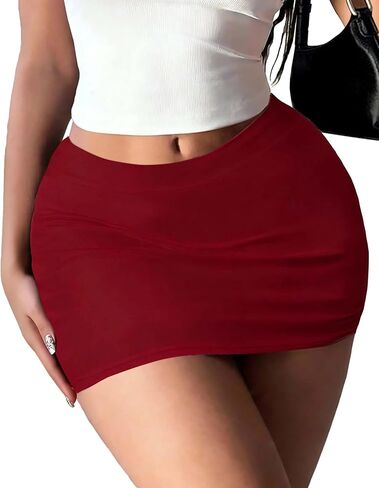 Women Mini Skirts with Shorts Stretchy Soft Tight Skorts Low Wasit Sexy Bodycon Dress Loungewear Black in Saudi Arabia