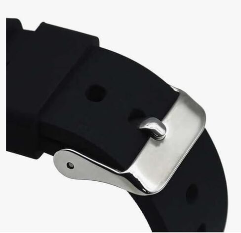 SBWC 16mm Black Rubber Silicon Watch strap 16mm Black Rubber Watch Strap For Men And Women With Steel Buckle in Kuwait