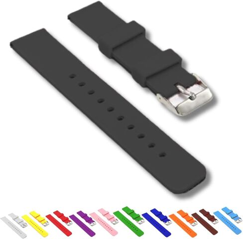 SBWC 16mm Black Rubber Silicon Watch strap 16mm Black Rubber Watch Strap For Men And Women With Steel Buckle in Kuwait