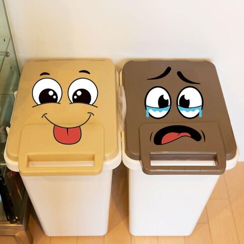 4-Pack Cartoon Face Stickers - Removable Self-Adhesive Decals for Trash Cans, Walls, Fridge & Smooth Surfaces, Fun Decor to Cover Ugly Spots in Kuwait