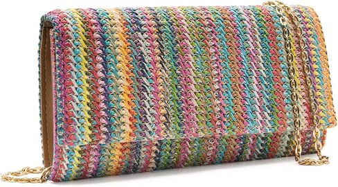 محفظة LJCZKA بمقبض من القش للنساء، حقيبة كروس صغيرة على شكل ظرف للسفر في الصيف والسفر المسائي in Kuwait