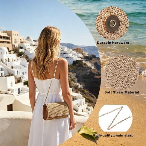 Straw Clutch Purse Shoulder Crossbody Bag Envelope Purse Raffia Handbag for Summer Beach Travel 2026 Trendy in Kuwait