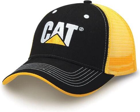 Caterpillar Equipment Black & Gold Mesh Trucker Cap/Hat in Kuwait