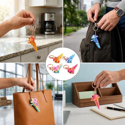 4-Piece 3.3inch 3D Axolotl Collection, Whimsical Animal Keychain Set, 3D Printed Axolotl Keychain,PLA Material 3D Printed Keychain in Saudi Arabia