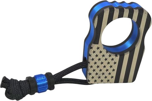 EDC Knuckle Patriotic Flag Keychain | Black with Metallic Silk Accent | 3D Printed with Paracord Lanyard and Matching Bead in Kuwait