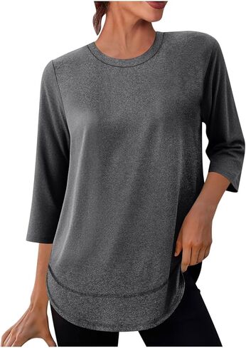 Womens Workout Tops 3/4 Sleeve Athletic Tee Sun Protection UPF 50+ Lightweight Quick Dry Outfit Hiking Running S-3XL in Saudi Arabia