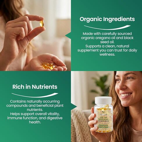 Resilia Black Seed Oil 6000mg Softgels – Organic Oil of Oregano Capsules for Immune & Digestive Support – Non-GMO, Gluten-Free – New Bottle Packaging (60 Count) in Kuwait