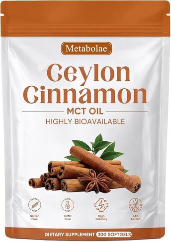 Metabolae Ceylon Cinnamon - 300 Softgels, 12:1 Concentrated Cinnamon Extract with MCT Oil, High Absorption Formula, Daily Wellness Support Supplement, Non-GMO & Gluten-Free in Saudi Arabia