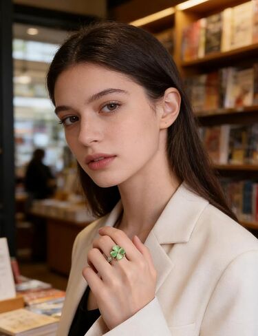 Anxiety Rings for Women – Adjustable Four Leaf Clover Spinner Ring, Gold Plated Lucky Fidget Ring in Saudi Arabia