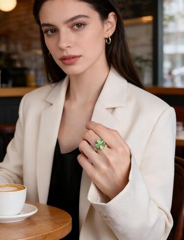 Anxiety Rings for Women – Adjustable Four Leaf Clover Spinner Ring, Gold Plated Lucky Fidget Ring in Saudi Arabia