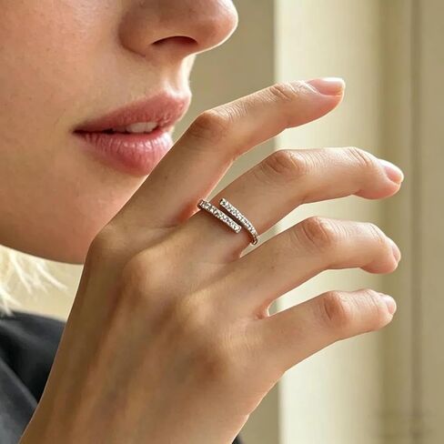 Line Ring for Women, Index Finger Ring, Adjustable Open Band, Minimalist Luxury INS Style Ring, Daily Party Jewelry in Kuwait