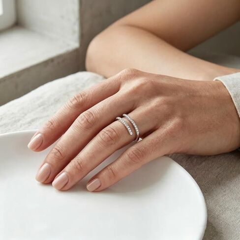 Line Ring for Women, Index Finger Ring, Adjustable Open Band, Minimalist Luxury INS Style Ring, Daily Party Jewelry in Kuwait