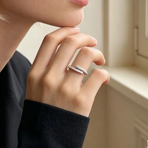 Line Ring for Women, Index Finger Ring, Adjustable Open Band, Minimalist Luxury INS Style Ring, Daily Party Jewelry in Kuwait