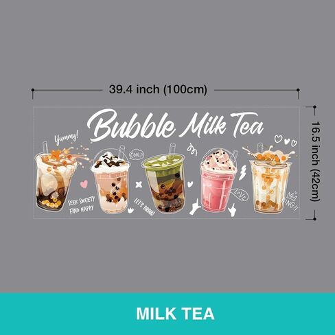 Bubble Static Cling Sticker Milk Tea Posters, Suitable for Milk Tea Shops, Coffee Shops, Bakeries in Saudi Arabia