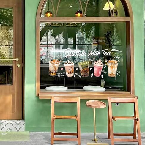 Bubble Static Cling Sticker Milk Tea Posters, Suitable for Milk Tea Shops, Coffee Shops, Bakeries in Saudi Arabia