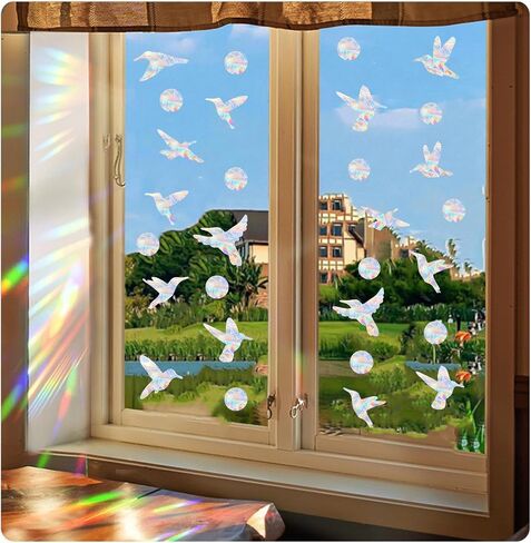 54 PCS Decorative Window Clings for Birds, Anti-Collision Stickers to Stop Bird Strikes, Hummingbird Design for Glass Doors and Windows in Saudi Arabia