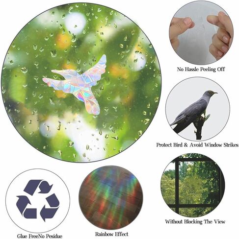 54 PCS Decorative Window Clings for Birds, Anti-Collision Stickers to Stop Bird Strikes, Hummingbird Design for Glass Doors and Windows in Saudi Arabia