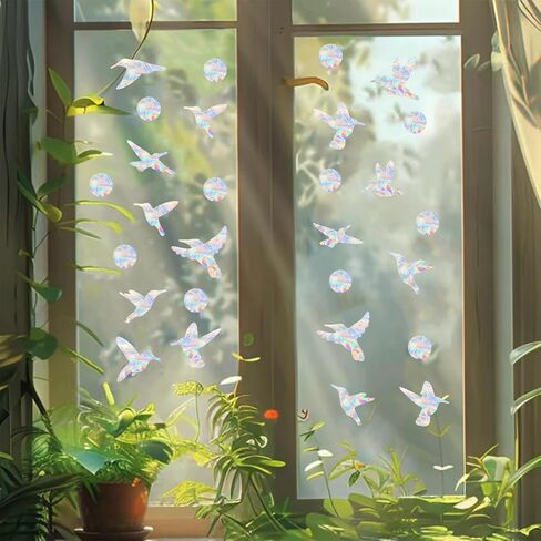 54 PCS Decorative Window Clings for Birds, Anti-Collision Stickers to Stop Bird Strikes, Hummingbird Design for Glass Doors and Windows in Saudi Arabia