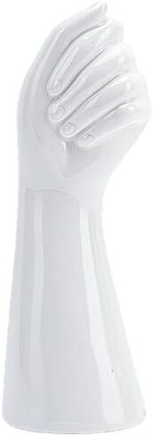 White Ceramic Flower Vase Decorative Accent for Living Room, Coffee Table, Shelf & Farmhouse Home Decor in Saudi Arabia