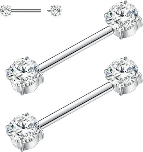 GAGABODY Pair G23 Titanium 14G Nipple Rings Internally Threaded Nipple Barbells Bridge Piercing Jewelry Straight Nipple Bar for Women Men in Saudi Arabia