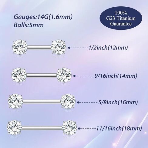 GAGABODY Pair G23 Titanium 14G Nipple Rings Internally Threaded Nipple Barbells Bridge Piercing Jewelry Straight Nipple Bar for Women Men in Saudi Arabia
