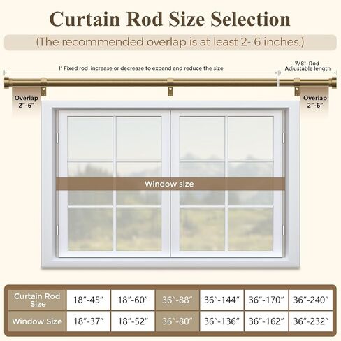 Hei!Dear Gold Curtain Rods 36 to 88 Inch, Brushed Warm Gold 1" Adjustable Heavy Duty Brass Curtain Rods for Windows,Decorative Window Treatment Rod with Solid Aluminum Finials for Living Room Bedroom in Saudi Arabia