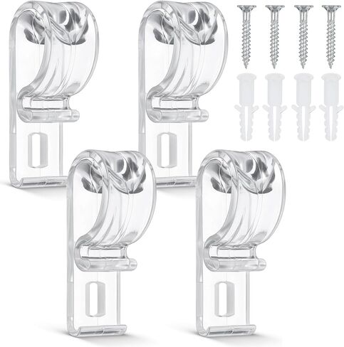 4 Sets Curtain P Clip, Blind Cord Holder, Clear Saftey Chain Retainer and Cord Guide, Fixation Hook Bead Chain Tension Device with Screws for Roller Vertical and Roman Shades in Saudi Arabia