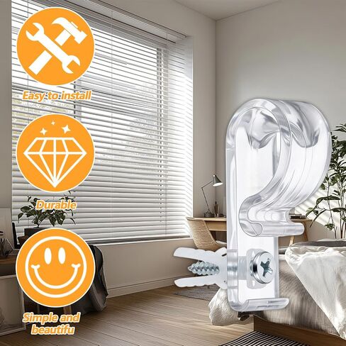 4 Sets Curtain P Clip, Blind Cord Holder, Clear Saftey Chain Retainer and Cord Guide, Fixation Hook Bead Chain Tension Device with Screws for Roller Vertical and Roman Shades in Saudi Arabia