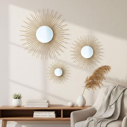 AIM & GGKK Gold Metal Wall Decor, Set of 3 Modern Metal Wall Art for Living Room, Minimalist Contemporary Gold Decor for Bedroom, Boho Accent Home Decoration in Saudi Arabia