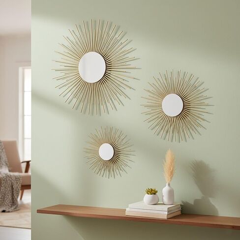 AIM & GGKK Gold Metal Wall Decor, Set of 3 Modern Metal Wall Art for Living Room, Minimalist Contemporary Gold Decor for Bedroom, Boho Accent Home Decoration in Saudi Arabia