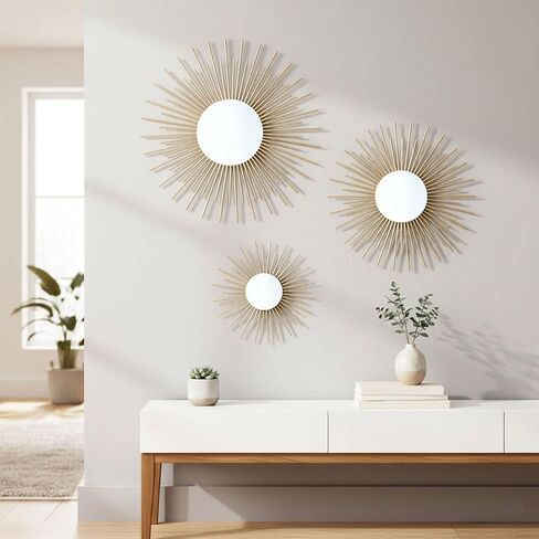 AIM & GGKK Gold Metal Wall Decor, Set of 3 Modern Metal Wall Art for Living Room, Minimalist Contemporary Gold Decor for Bedroom, Boho Accent Home Decoration in Saudi Arabia