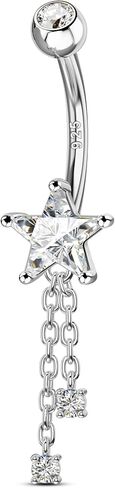 COCHARM 14K Gold Plated Belly Button Ring, 925 Sterling Silver Belly Navel Rings for Women, 14G Dangle Belly Piercing Jewelry in Kuwait