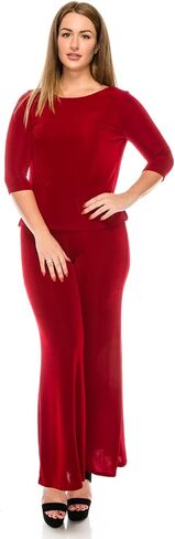Jostar Women's Basic T Shirts - 3/4 Sleeve Scoop Neck Soft Wrinkle Free Solid Top with Side Slit in Kuwait
